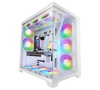 Mars Gaming MCVPRO Case PC ATX 5x Ventilatori ARGB Design Panoramico | Vetro Continuo, Sistema Double Rear Fan, Doppia Camera, Raffreddamento Liquido fino a 360mm, ATX/MicroATX/Mini-ITX, Bianco