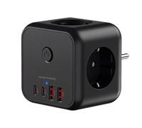 Mars Gaming MD-CUBE20, Powercube Multifunzionale Compatto, 3x Spine SCHUKO + 2x USB-C + 2x USB-A, Ricarica Rapida PD 20W, Tecnologia GaN, Pulsante ON/OFF con Indicatore LED, 9 Protezioni, Nero