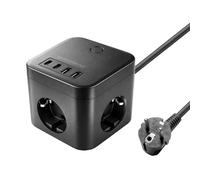 Mars Gaming MD-CUBE35, Powercube Multifunzionale Compatto, 3 Spine SCHUKO + 2 USB-C + 2 USB-A, Ricarica Rapida PD 35W, Tecnologia GaN, Cavo 1.8m, Pulsante ON/OFF e Indicatore LED, 9 Protezioni, Nero