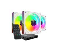 MARSGAMING MF-3A, Kit 3x Ventole FDB Ultra Silenziose 120mm, Illuminazione ARGB Rainbow 360° Senza Cornice, Ventole 3in1 Compatibilità Completa, Doppio Connettore Maschio + Femmina, Nero