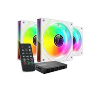 MARSGAMING MF-3A, Kit 3x Ventole FDB Ultra Silenziose 120mm, Illuminazione ARGB Rainbow 360° Senza Cornice, Ventole 3in1 Compatibilità Completa, Doppio Connettore Maschio + Femmina, Nero