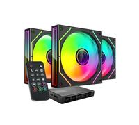 MARSGAMING MF-3A, Kit 3x Ventole FDB Ultra Silenziose 120mm, Illuminazione ARGB Rainbow 360° Senza Cornice, Ventole 3in1 Compatibilità Completa, Doppio Connettore Maschio + Femmina, Nero