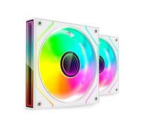 MARS GAMING MF-3DPROX2, Kit 2x Ventole PWM 120mm, Illuminazione ARGB Triplo Infinity Mirror 360°, Sistema di Controllo PWM, Cuscinetti FDB, Ventole PC con Compatibilità Totale ARGB, Bianco