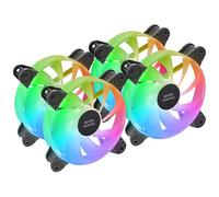 Mars Gaming MF-4A, Kit 4x Ventilatori 120mm ARGB, Illuminazione 360° Senza Cornice, RGB Indirizzabile 5V 3Pin, Effetto Rainbow Personalizzabile, Cuscinetti FDB Ultrasilenziosi, Doppio Connettore, Nero