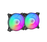 Mars Gaming MF-DUO, Kit 2 Ventole FRGB Rainbow 360°, Ultra-silenzioso, Doppia Connessione 3PIN + 4PIN, Nero