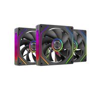 Mars Gaming MF-LINKFINITYKIT2R, Kit 3x Ventole Modulare PWM 120mm con Pale Invertite, Illuminazione ARGB Infinity Mirror, Sistema Modulare LINKFINITY Magnetico, Configurazione Flessibile 2+1, Nero