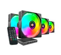 MARSGAMING MF-3A, Kit 3x Ventole FDB Ultra Silenziose 120mm, Illuminazione ARGB Rainbow 360° Senza Cornice, Ventole 3in1 Compatibilità Completa, Doppio Connettore Maschio + Femmina, Nero