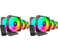 Mars Gaming MF-SI4KIT, Kit 4x Ventole Ultrasilenziose 120mm, Illuminazione ARGB Infinity Mirror, Cuscinetti FDB e Nucleo in Rame, Telecomando e HUB, Compatibilità Totale ARGB, Nero (Confezione da 2)