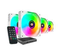 MARSGAMING MF-3A, Kit 3x Ventole FDB Ultra Silenziose 120mm, Illuminazione ARGB Rainbow 360° Senza Cornice, Ventole 3in1 Compatibilità Completa, Doppio Connettore Maschio + Femmina, Nero