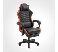 MARS GAMING MGC-X, Sedia Gaming Ergonomica, Similpelle, Schienale Reclinabile e Altezza Regolabile, Braccioli Dinamici, Cuscino Cervicale e Lombare, Sedia da Ufficio Poggiapiedi Estensibile, Rosso