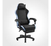 Mars Gaming MGC-X, Sedia Gaming Ergonomica, Tessuto Traspirante, Schienale Reclinabile e Altezza Regolabile, Braccioli Dinamici, Cuscino Cervicale e Lombare, Sedia Poggiapiedi Estensibile, Blu