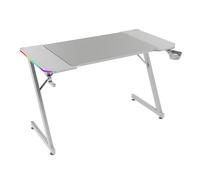 MARSGAMING MGD-X120RGB, Scrivania Gaming Ergonomica, Illuminazione ARGB con Telecomando, Fibra di Carbonio, Tappetino XXL, Supporto Cuffie e Bevande, Gestione Cavi, Scrivania Gaming 120x60cm, Bianco