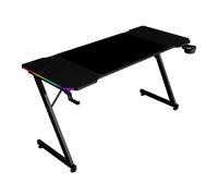 MARSGAMING MGD-X140RGB, Scrivania Gaming Ergonomica, Illuminazione ARGB con Telecomando, Fibra di Carbonio, Tappetino XXL, Supporto Cuffie e Bevande, Gestione Cavi, Scrivania Gaming 140x60cm, Nero