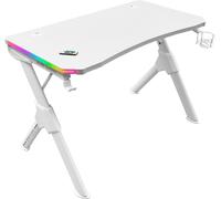 Mars Gaming MGDRGBW, Scrivania Gaming RGB, Supporto Cuffie + Bevande, Bianco