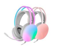 Mars Gaming MH-GLOW, Cuffie 360° Full Chroma RGB Flow, Microfono con Cancellazione Rumore, Ultralight, Memory Foam, Windows/PS4/PS5/XBOX SERIES X|S/ONE/Mac/Switch/Switch 2/Smartphone/Tablet, Bianco