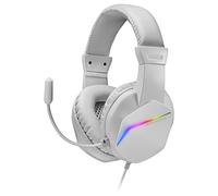 Mars Gaming MH122, Cuffie da Gioco Over Ear FRGB con Microfono, Suono HiFi, Cancellazione del Suono, Ultra Leggere, PS4 PS5 Xbox Switch Tablet Windows Mac, Bianco