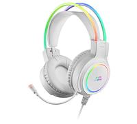 Mars Gaming MHRGBW, Cuffie Chroma RGB Flow, Microfono Professionale, Suono Spaziale, Bianco