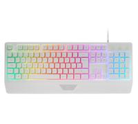 Mars Gaming MK124, Tastiera Ergonomica H-Mech, Poggiapolsi Integrato, Illuminazione FRGB Rainbow, Tastiera Gaming Antighosting Avanzata, Tastiera PC Completa Multiplatforma, Lingua Portoghese, Bianco