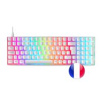 Mars Gaming MKULTRA, Tastiera Meccanica RGB Bianco, Compatta 96%, Switch Outemu SQ Blu, Lingua Francese