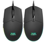 Mars Gaming MMG, Mouse Gaming Compatto 3200 DPI RGB Flow, Switch Meccanici HUANO, Design Leggero Antiscivolo, 6 Pulsanti, Windows/Linux/Mac/PS4/PS5/XBOX ONE/XBOX SERIES X-S, Nero (Confezione da 2)