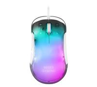 Mars Gaming MMGLOW, Mouse Gaming RGB Chroma-Glow, Finitura a Specchio, Ultra-leggero, 12800 DPI, Bianco