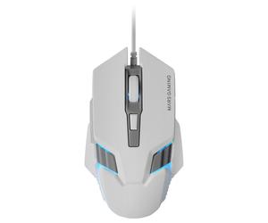 Mars Gaming MMM024 Mouse da gioco RGB Sensore ottico di flusso 4000 DPI Bianco