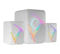 Mars Gaming Ms-h21, altoparlanti da gioco RGB 2.1 e subwoofer da 35 W, driver invertiti surround 3D, bianco