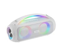 MARSGAMING MS-PULSE, Altoparlante Bluetooth Portatile 50W RMS, Illuminazione RGB, 2 Driver Attivi 93mm + 2 Driver Passivi Ultra-Bass, Vivavoce, USB / MicroSD / AUX / FM, Maniglia e Tracolla, Bianco
