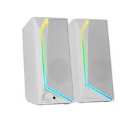 Mars Gaming MS72, Altoparlanti Gaming 15W, Illuminazione RGB Flow, 2 Driver Attivi, Chipset DSP, Connessione Plug&Play USB e Jack 3.5mm, Rotella Controllo Volume e Porta Audio per Cuffie, Bianco