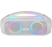 MARSGAMING MS-PULSE, Altoparlante Bluetooth Portatile 50W RMS, Illuminazione RGB, 2 Driver Attivi 93mm + 2 Driver Passivi Ultra-Bass, Vivavoce, USB / MicroSD / AUX / FM, Maniglia e Tracolla, Bianco