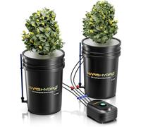 MARS HYDRO DWC System di coltivazione idroponica da 5 galloni con pompa d'aria da 8W, tubo d'aria multiuso, pietra d'aria, 2 secchi e kit di gocciolamento superiore