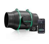 MARS HYDRO Ventilatore in linea intelligente da 6 pollici con regolatore di velocità, sensore di temperatura e sonda di umidità - Ventilatore in linea per tenda idroponica, facile da installare