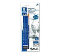 STAEDTLER Mars lumograph Aquarell 100 A Design Journey - Blister 3 matite grafite aquarellables assortiti (8B/6B/4B) + 1 Pennello # 8