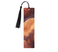 Mars Planet Print Reading Page Markers Segnalibri in legno, 5 pezzi, segnalibri in legno con nappe, regali per uomini e donne