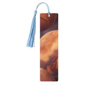 Mars Planet Print Reading Page Markers Segnalibri in legno, 5 pezzi, segnalibri in legno con nappe, regali per uomini e donne