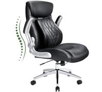 Marsail Comoda sedia da ufficio con supporto dinamico lombare: sedia da ufficio con schienale alto in pelle PU con braccioli ribaltabili e funzione inclinabile, sedia ergonomica da scrivania per