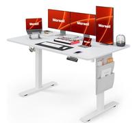 Marsail Scrivania da ufficio in piedi, altezza regolabile, scrivania per stare in piedi, 130 x 71 cm, scrivania per casa, ufficio, gioco, scrivania per computer con 4 preset di memoria, gancio per