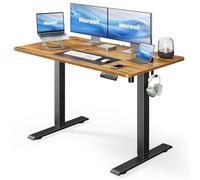 Marsail Scrivania in piedi regolabile in altezza per casa e ufficio, scrivania elettrica per computer, con 4 preset di memoria, gancio per cuffie, organizer per cavi, marrone rustico