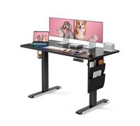 Marsail Scrivania in piedi regolabile in altezza, scrivania elettrica con borsa Starage, scrivania per computer per casa e ufficio, con 4 preset di memoria e gancio per cuffie, nero, 120 x 60 cm