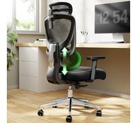 Marsail Sedia da gioco con schienale alto e supporto lombare regolabile, tessuto a rete traspirante, bracciolo regolabile e poggiatesta nero