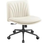 Marsail Sedia da scrivania con ruote, gambe incrociate in pelle, altezza regolabile, sedia da ufficio per casa ufficio trucco tè