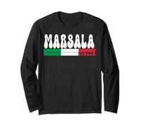 Marsala City Italia Vintage Bandiera Italia per Gli Amanti dei Viaggi Maglia a Manica