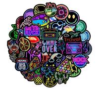 MARSFORCE - Adesivi impermeabili in vinile per computer portatile, bottiglie d'acqua, skateboard, bagagli, auto, moto, chitarra, PS4, valigia, taccuino, cellulare, 50 pezzi, fosforescenti