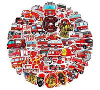 MARSFORCE Adesivi per camion dei pompieri, regalo per bambini adolescenti, simpatici decalcomanie in vinile impermeabili per laptop bottiglie d'acqua bici casco da viaggio bagagli chitarra [50 PCS]
