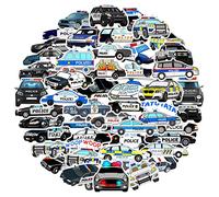 MARSFORCE Set di adesivi per auto della polizia, regalo per bambini, simpatiche decalcomanie impermeabili in vinile per computer portatile, bottiglie d'acqua, bici, bagagli [50 pezzi]