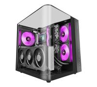 Mars Gaming MC-INFINIOLITE, Case Gaming ATX, Vetro Temperato Curvo Continuo Senza Cornice, Pannello Superiore in Vetro, Struttura a Doppia Camera, Supporto Raffreddamento Liquido fino a 240mm, Nero