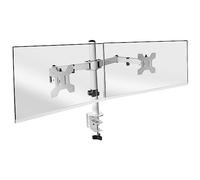 MARSGAMING MARM2 Bianco, Supporto per Monitor a Doppio Braccio per Schermi fino a 27", Articolato e Regolabile in Altezza, Telaio Robusto, Compatibile VESA75 e VESA100