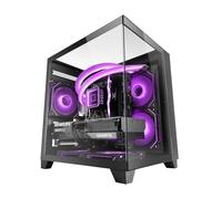 MARSGAMING MC-3CM, Case Gaming MicroATX, Vista Panoramica 3D Triplo Vetro Temperato, Design Doppia Camera Laterale, Supporto Completo Raffreddamento Liquido, Gestione Cablaggio, Mini Tower PC, Nero