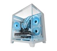 MARSGAMING MC-3CM, Case Gaming MicroATX, Vista Panoramica 3D Triplo Vetro Temperato, Design Doppia Camera Laterale, Supporto Completo Raffreddamento Liquido, Gestione Cablaggio, Mini Tower PC, Bianco