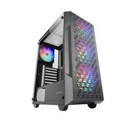 MARSGAMING MC-GEO, Case Gaming ATX, 4x Ventole FRGB Rainbow 12cm, Pannello Frontale Mesh Geometrico, Finestra Laterale Vetro Temperato, Semitorre Doppia Camera, Supporto Raffreddamento Liquido, Nero